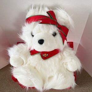 White Plush Bear with Red Accents